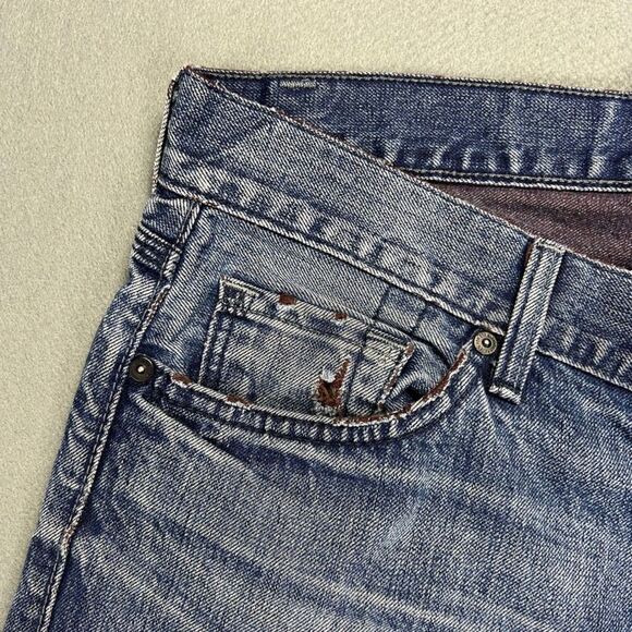 7 Seven For All Mankind Jeans Mens 34x34 Slimmy Medium Wash Stretch Distressed - Picture 8 of 15